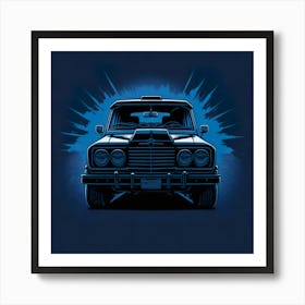 Car Blue Artwork Of Graphic Design Flat (104) Art Print