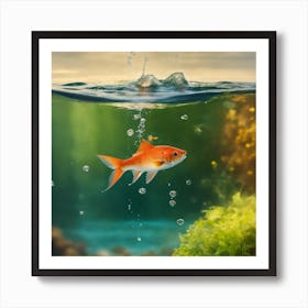 Goldfish Swimming Underwater Art Print