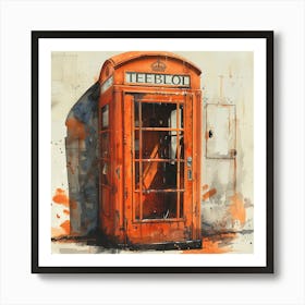 Orange Telephone Booth Art Print