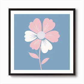 A White And Pink Flower In Minimalist Style Square Composition 50 Art Print