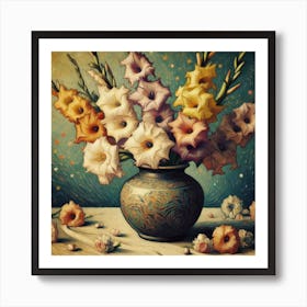 Vase with Gladioli 3 Art Print