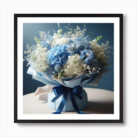 Blue And White Flower Bouquet Art Print