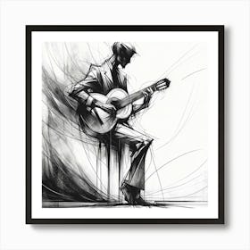 Man Playing A Guitar Art Print