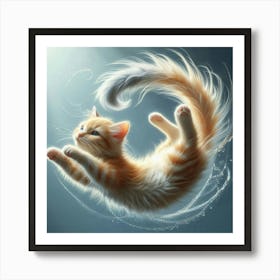 Cat Flying In The Air Art Print