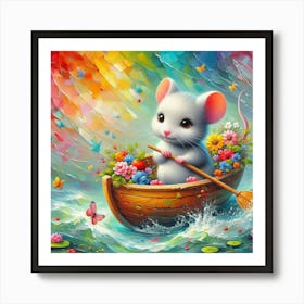 Mouse In A Boat Art Print