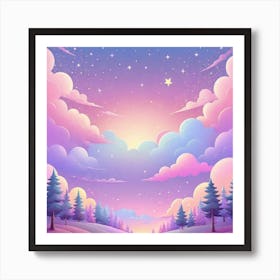 Sky With Twinkling Stars In Pastel Colors Square Composition 244 Art Print