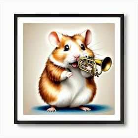 Hamster Playing Trumpet Póster