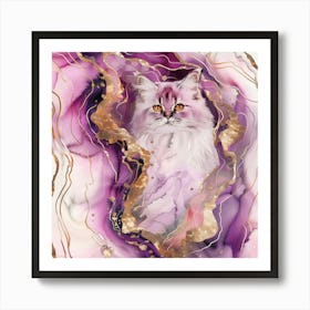 Cat In Purple Art Print