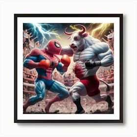 Spider-Man Vs Bull 1 Art Print