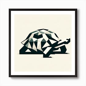 "Geometric Guardian" - This art piece offers a modern, geometric interpretation of the timeless tortoise, a symbol of wisdom and endurance. Crafted with a series of triangles and sharp lines, the artwork presents a stylized tortoise in shades of earthy greens and tans, suggesting resilience and connection to the earth. Its minimalist aesthetic makes it a versatile addition to any contemporary space, perfect for those who appreciate wildlife and the elegance of simplicity. This tortoise, a creature renowned for its slow and steady pace, serves as a daily reminder of the virtues of patience and perseverance in our fast-moving world. "Geometric Guardian" is an homage to the power of thoughtful design and the enduring spirit of nature. Art Print