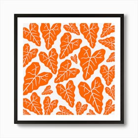 Orange Leaves Pattern Art Print