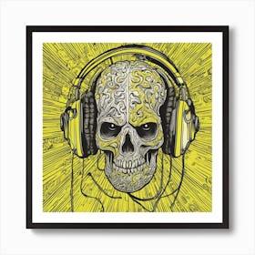 Cosmic Brain With Headphones 2 Art Print