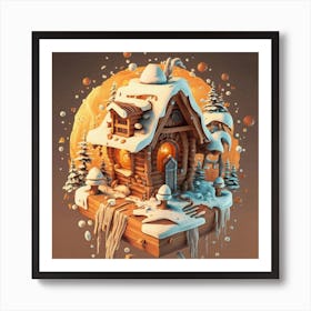 Wooden hut snow 13 Art Print