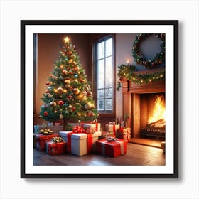 Christmas Tree In The Living Room 124 Art Print