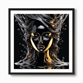 Gold And Black Abstract Painting Art Print
