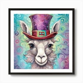 Llama In A Hat Poster