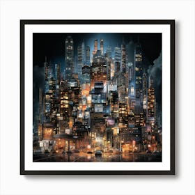 Cityscape At Night Art Print