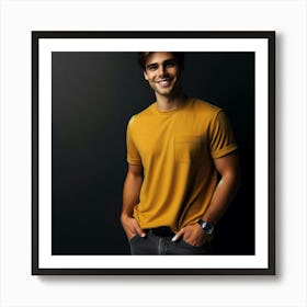 Smiling Young Man In Yellow T-Shirt Art Print