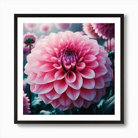 Large pink Dahlia flower 3 Art Print