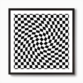 Checkerboard Black And White Twist Square Art Print