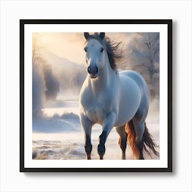 Horse In The Snow Art Print