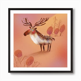 Reindeer in the spring forest Art Print