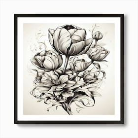 Tulip Tattoo Design Art Print