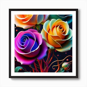 Abstract Painting Magical Organic Roses 5 Art Print