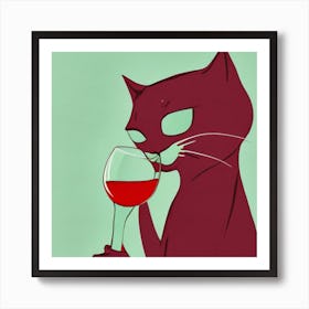 Cat Drinking Wine Wine For One Cat Drinking Wine Art Print Art Print