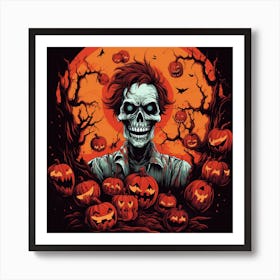 Skeleton Pumpkins Affiche