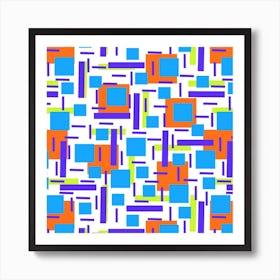 Shapely Overlap Navy Turquoise Orange Geometric Abstract 1 Art Print
