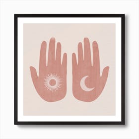 Sun, Moon, Hands Art Print