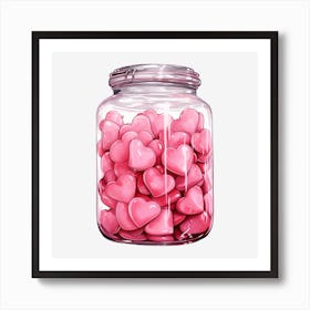 Pink Hearts In A Jar 8 Art Print