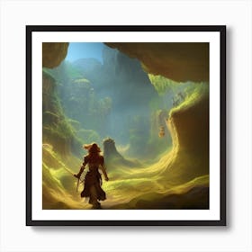 Woman In A Cave Art Print