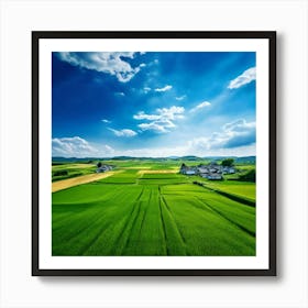 Green Farm Nature Field Landscape Countryside Agriculture Grass Gold Grow Japan Air Plan (5) Art Print