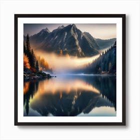 Reflection Of Mountains In A Lake Art Print