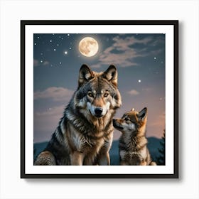 Wolf And Cub Art Print