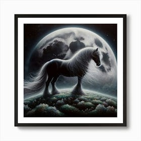 Horse In The Moonlight 36 Art Print