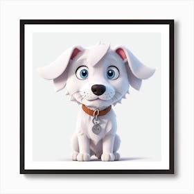 White Dog With Blue Eyes Art Print