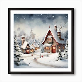 Chromatic Snowflakes: Christmas Watercolour Fantasy Art Print