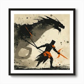 Dragon And The Knight Art Print