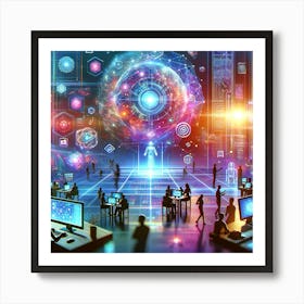 Futuristic Digital World Art Print