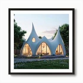 A Whimsically Designed House That Bears The Playful Silhouette Of A Dropped In The Area Of A Charmin Art Print