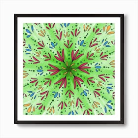 Flower Mandala Art Drawing Spring Background Art Print