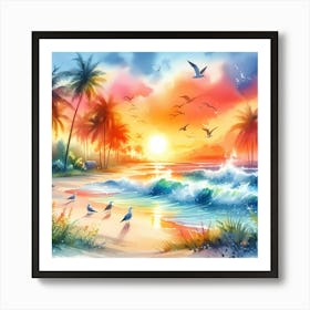 Sunset At The Beach 8 Art Print