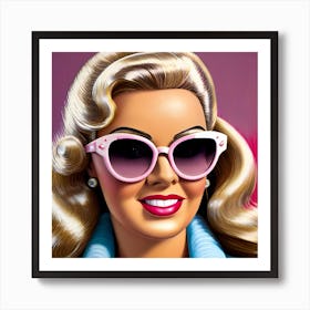 Pop art, textured canvas, limited, Retro Hollywood "plastic" 7/10 Women In Sunglasses Art Print