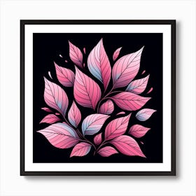 Abstract Leaves On Black Background Art Print