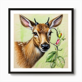 Deer With A Magnifying Glass 10 Art Print