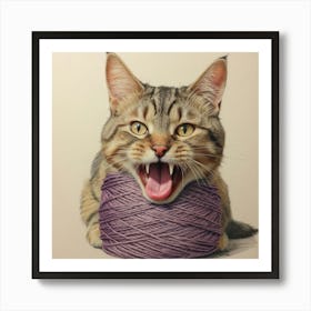 Cat With A Ball Of Yarn 2 Art Print