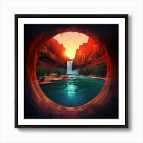 Waterfall Through A Tunnel Art Print